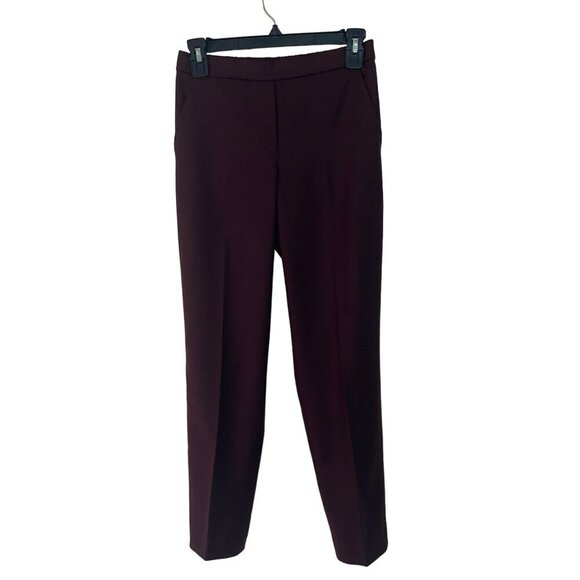 Theory Womens Pants Size 00 Burgundy Sleek Flannel Slim Fit Mid Rise Cropped - Picture 7 of 8